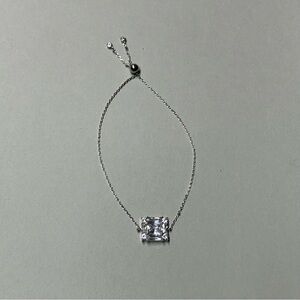 Dainty Silver Bracelet with Large Clear Crystal